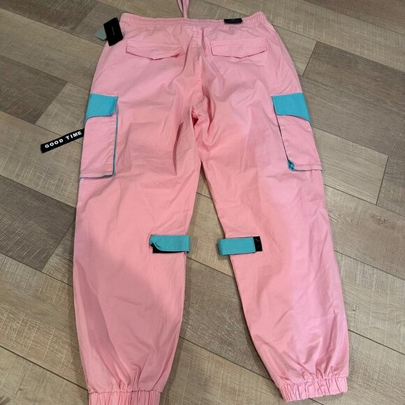 AMERICAN BAZI WOMENS 2X PINK AND SKY BLUE TWILL JOGGERS NEW - Picture 10 of 12